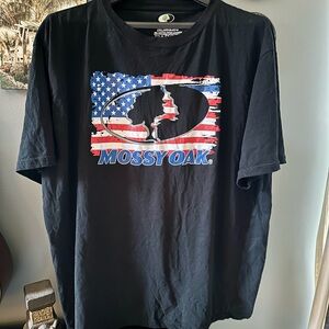 Mossy Oak Black Short Sleeve Tee with Patriotic Design